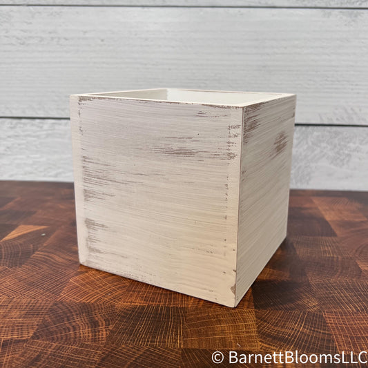 Custom White Stained Cube Planter